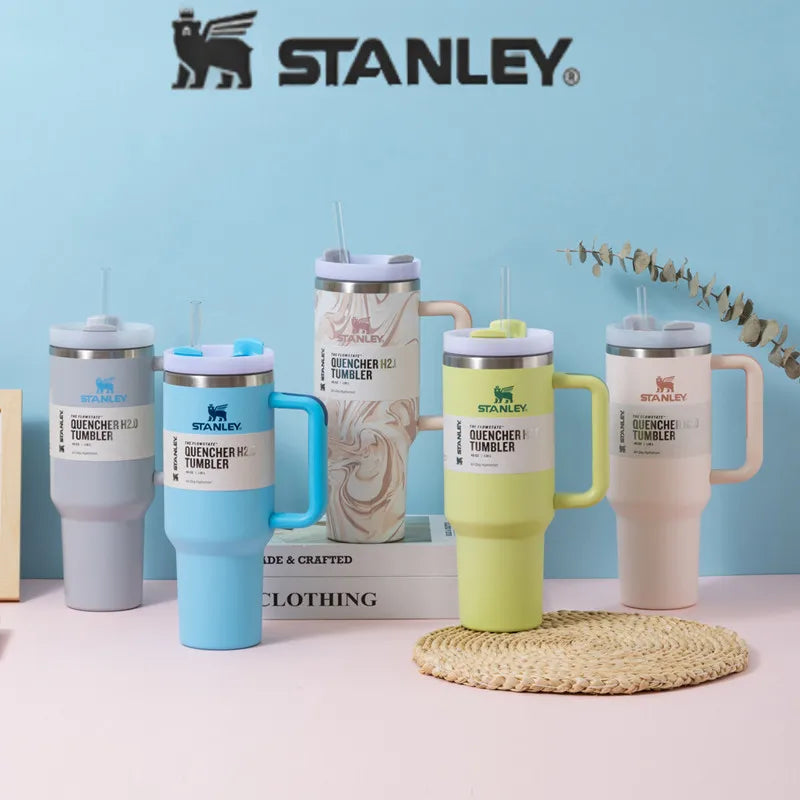 Stanley H2.0 Tumbler Stainless Stell with Handle Straw Lid Stainless Steel 30/40oz  Lots of Colors |  Vacuum Insulated Car Mug Double Wall Thermal Coffee Travel Cup