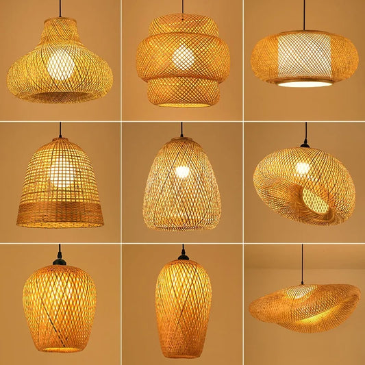 Natural Rattan Pendant Bamboo Pendant Lights & Chandeliers | BOHO lighting Decor