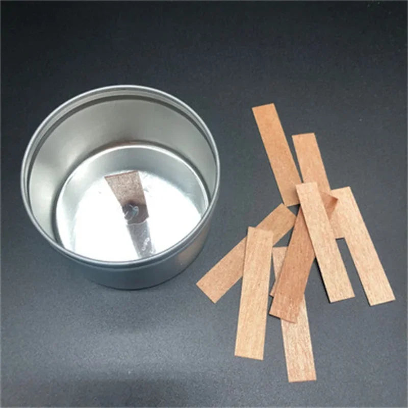 10Pcs/Bag Wooden Wick Candle with Sustainer Tab Candle Wick Core for DIY Candle Making | 8mm / 12.5mm /13mm